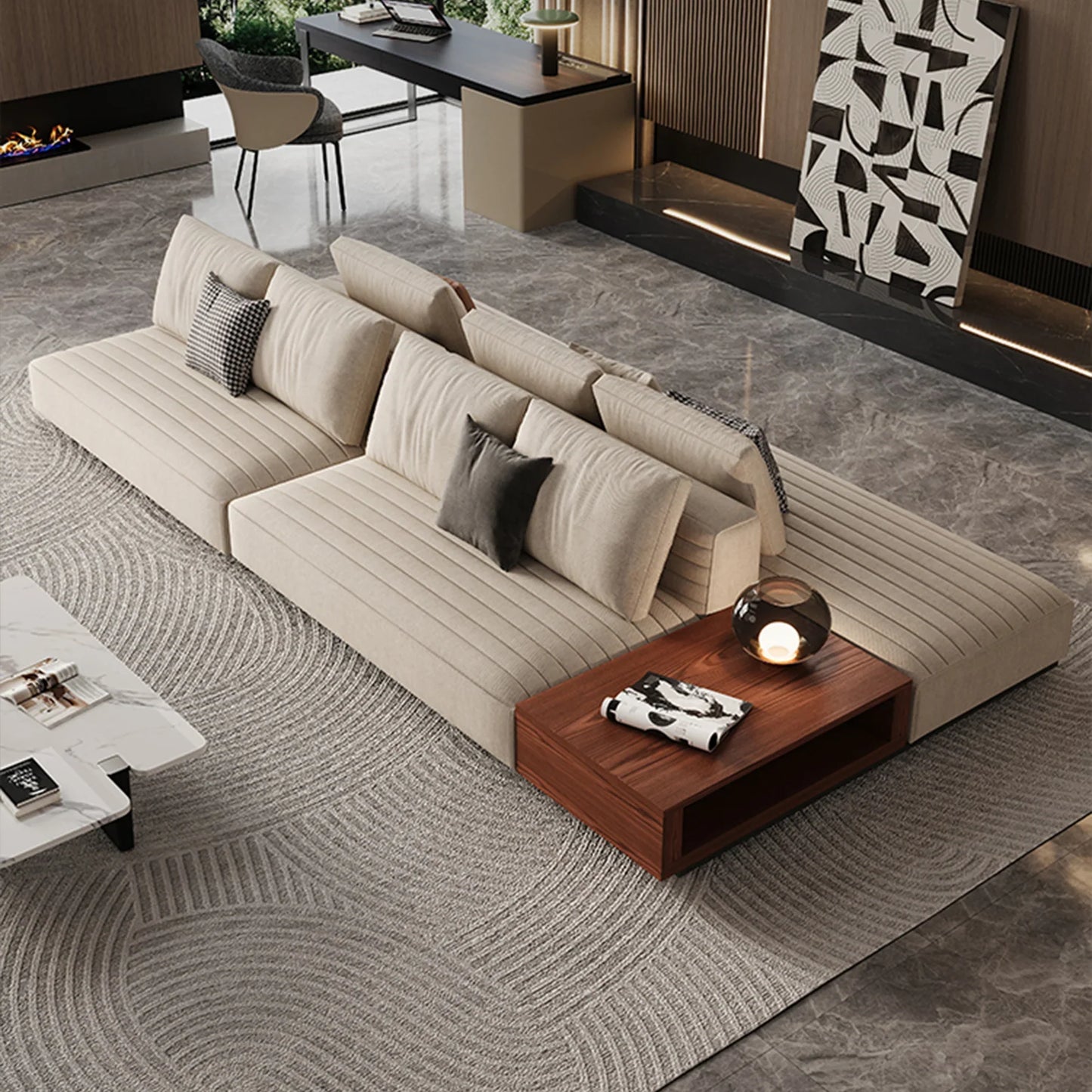 Brandy Channel Tufting Sectional with Coffee Table