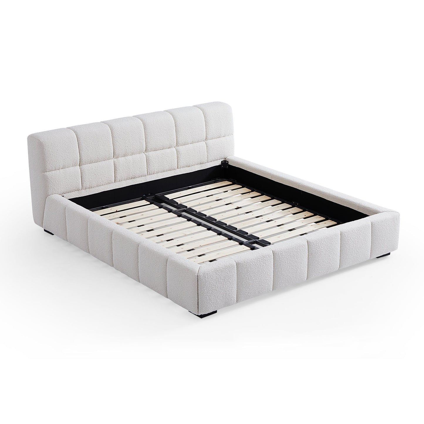 Cushy Boucle Fabric Bed-White