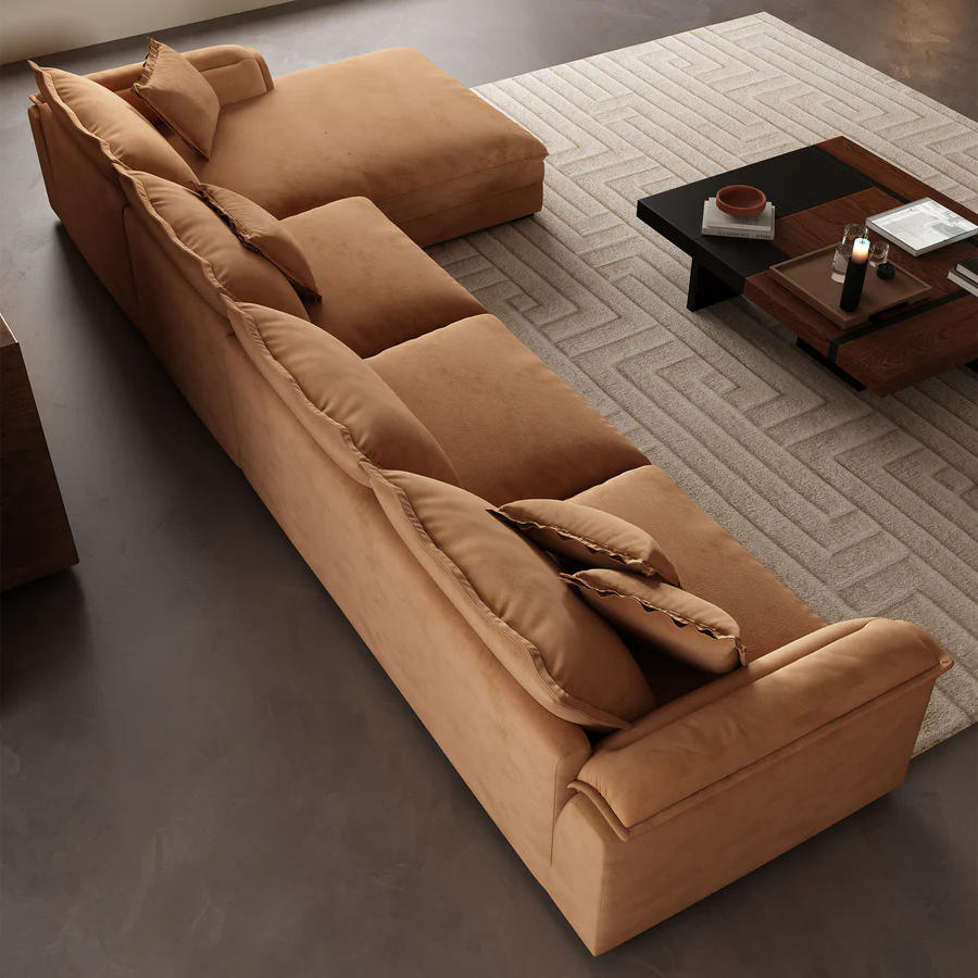 Sandwich Sectional with Chaise / Air Leather