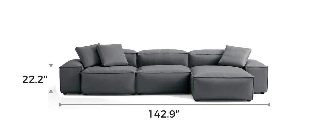 Cube Modular Dark Gray Genuine Leather Sectional