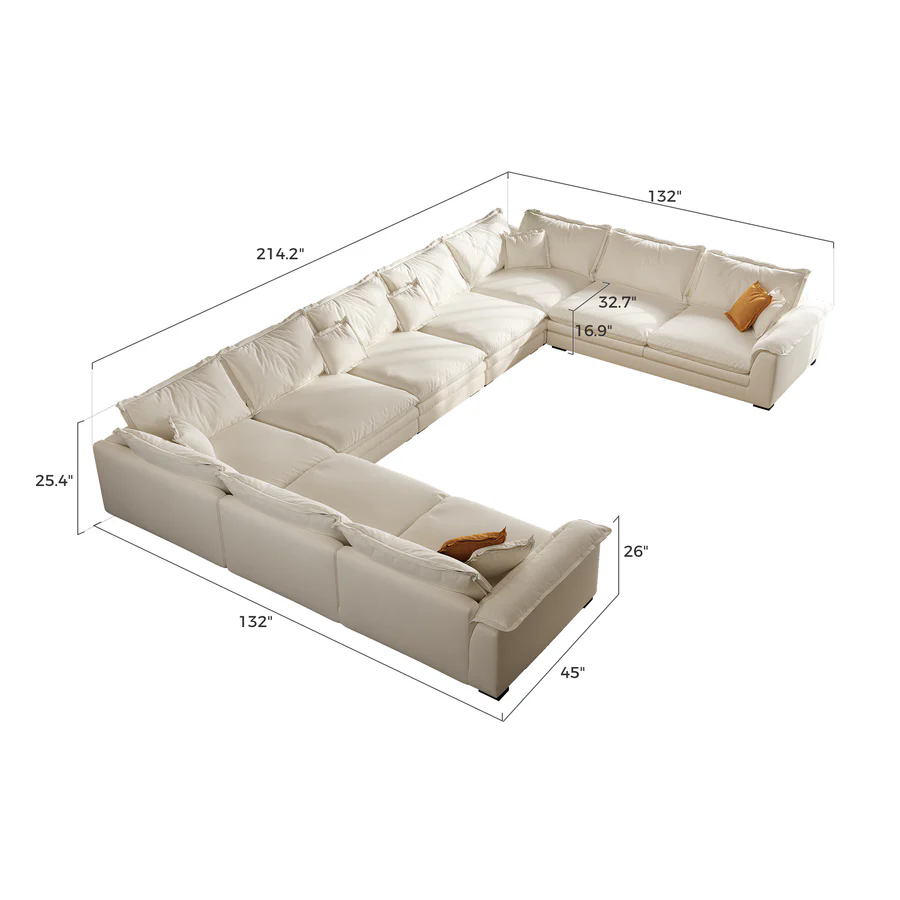 Sandwich U-Shaped Sectional Set / Air Leather