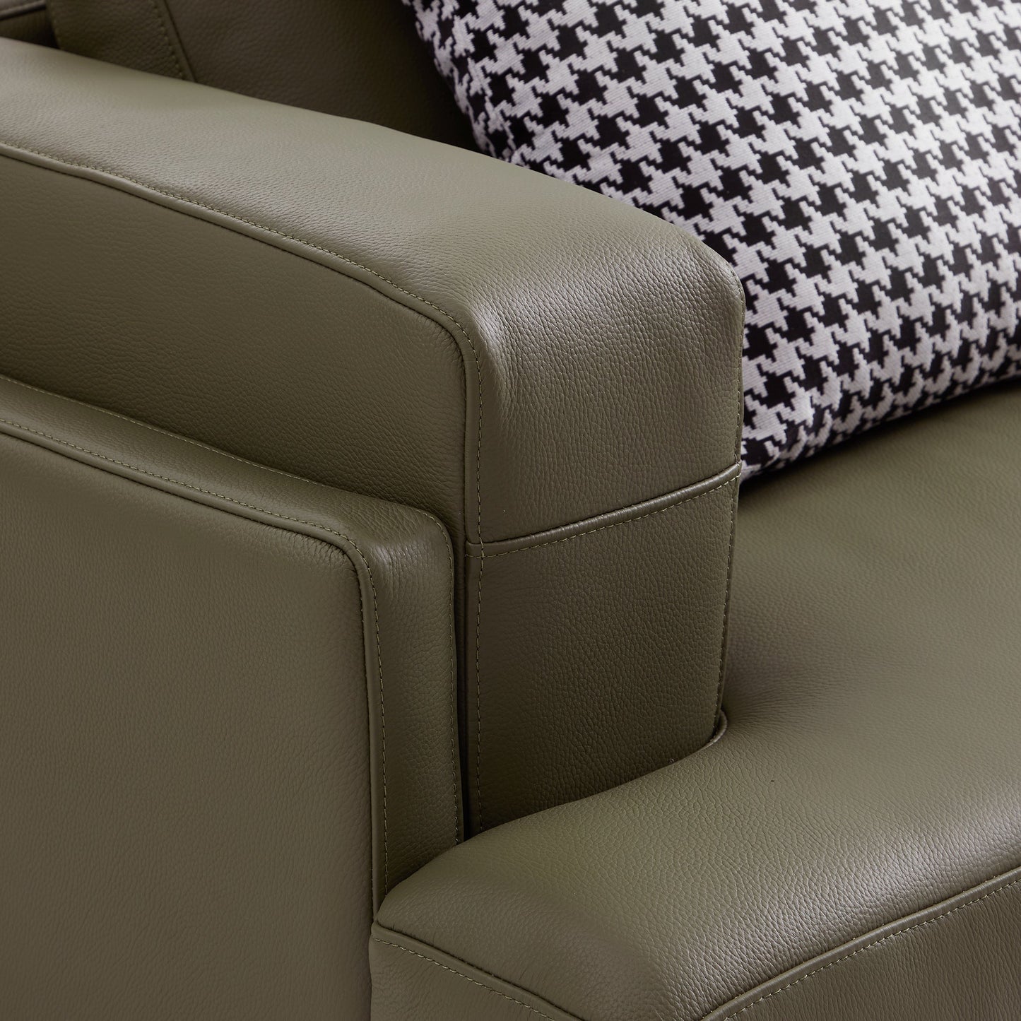 Olivia Top Grain Genuine Leather Sofa Set-Olive