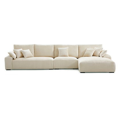 The Empress Beige Sectional-Beige-150.8"-Facing Right