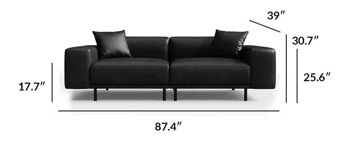 Noble Black Leather Sofa