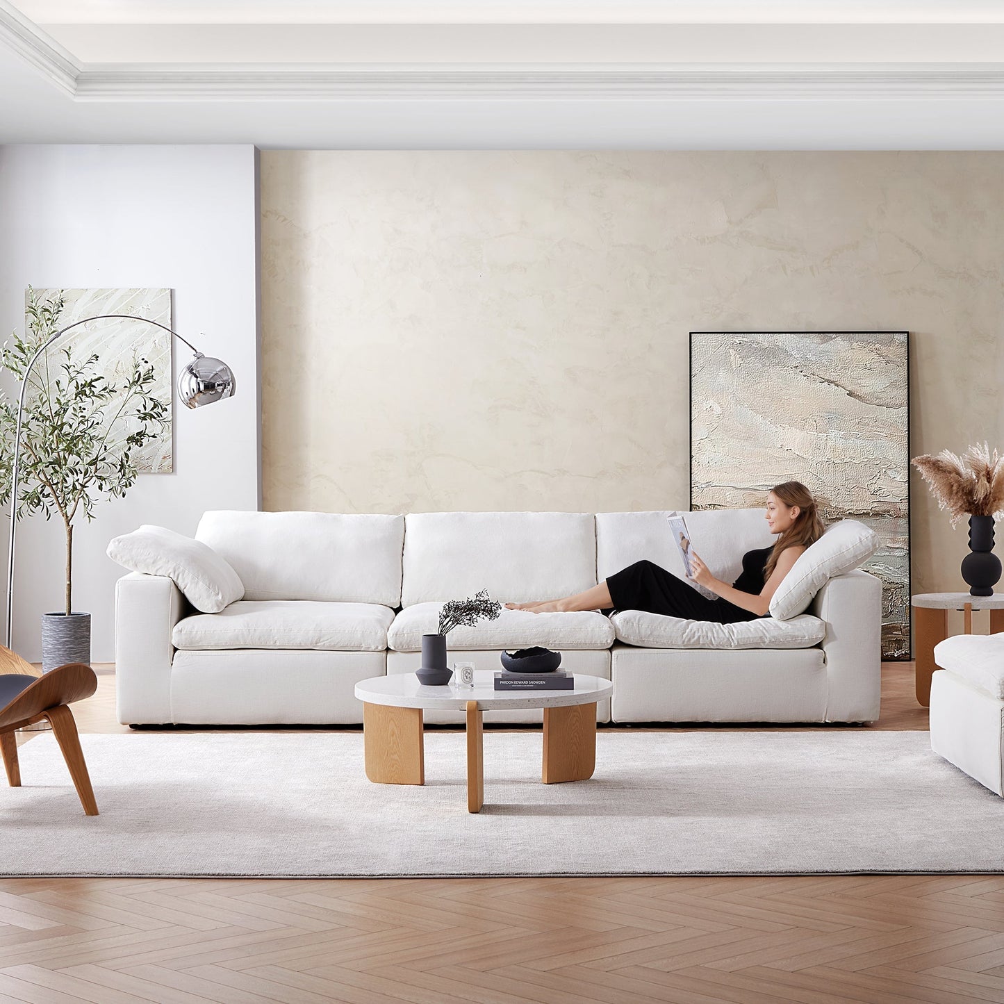 Tender Wabi Sabi Light Gray Sofa-White