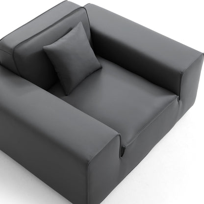 Domus Modular Khaki Leather Armchair-Dark Gray