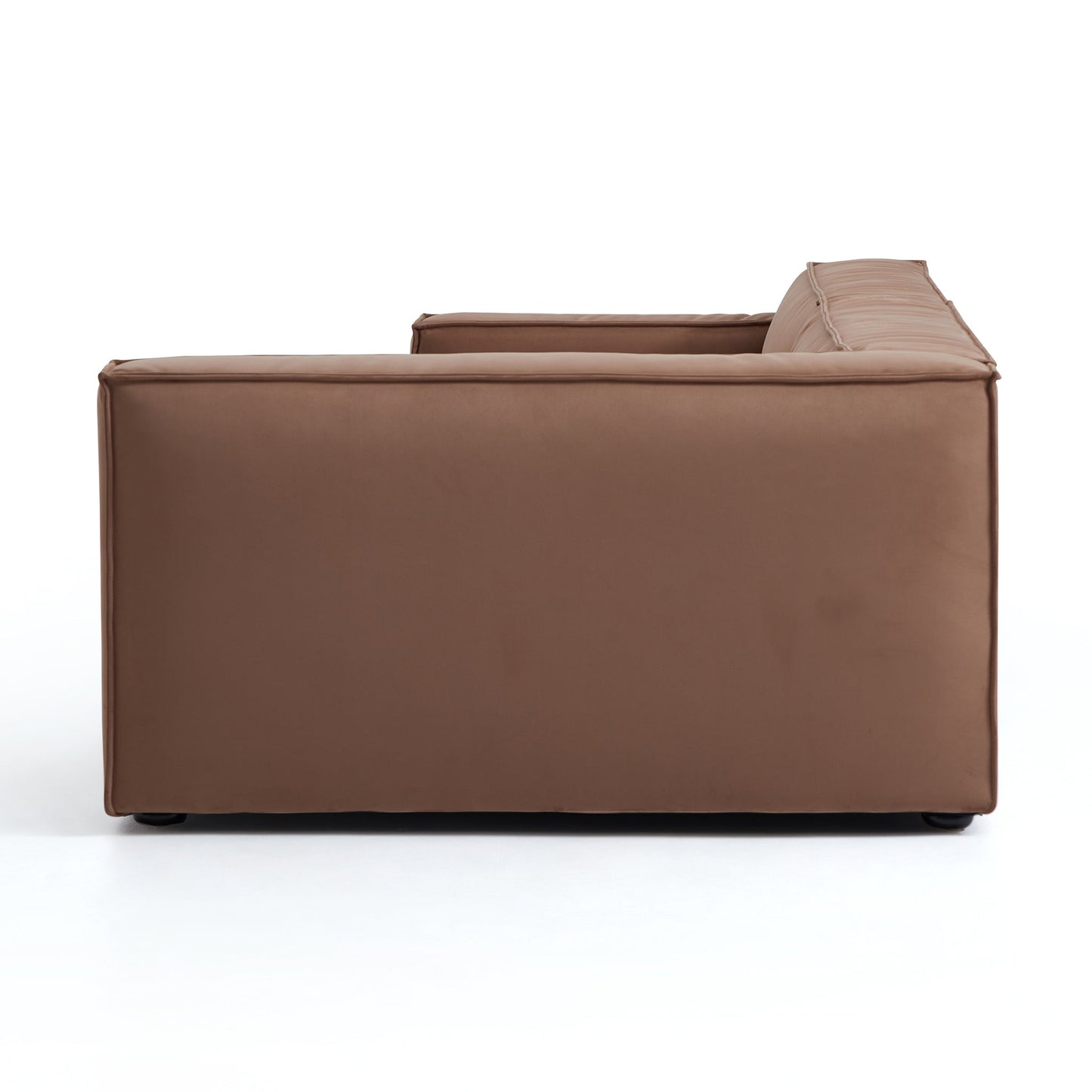 Luxury Minimalist Brown Fabric Sectional-Brown
