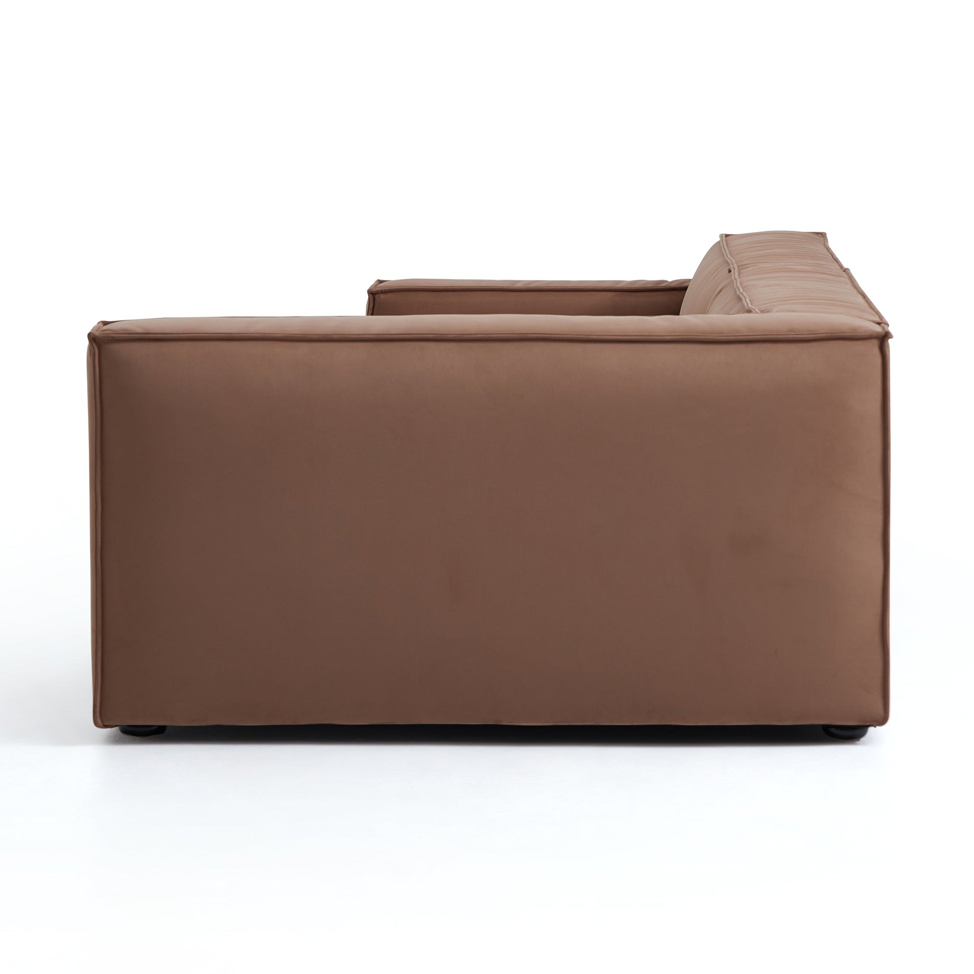 Luxury Minimalist Brown Fabric Sectional-Brown