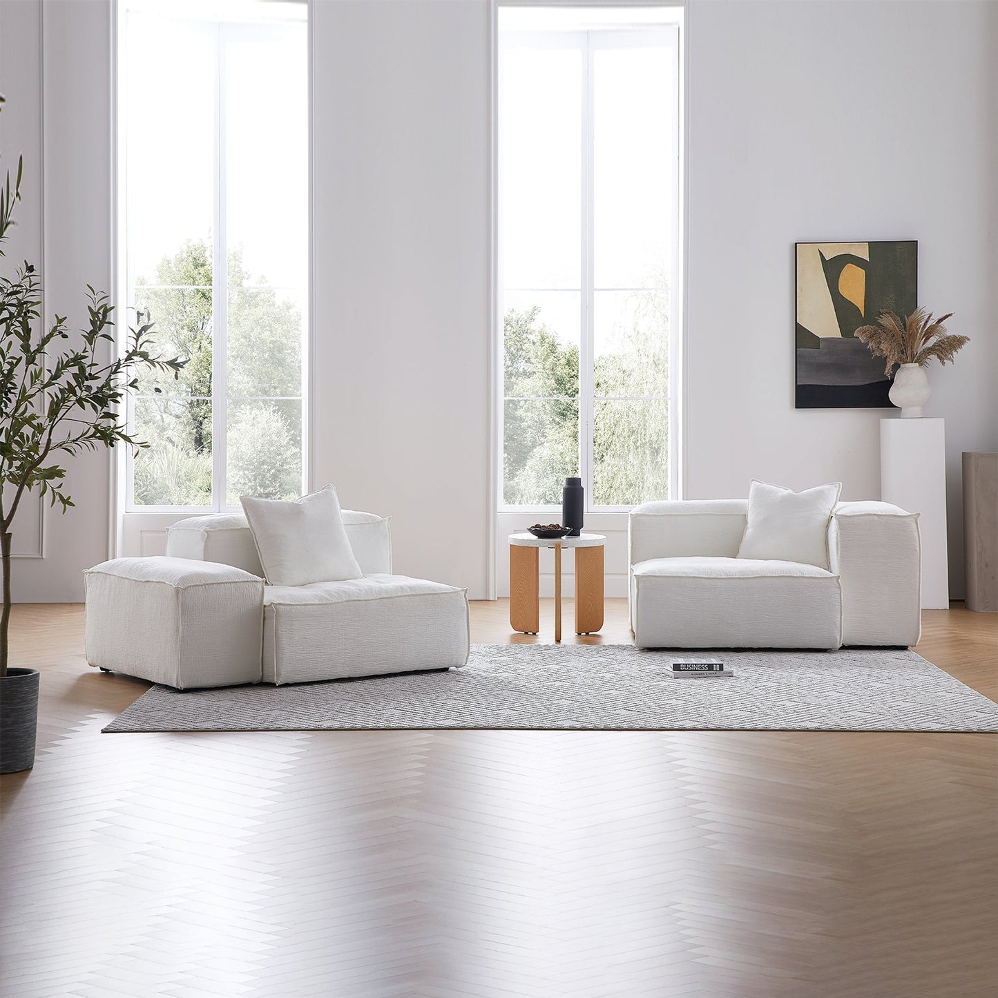 Freedom Modular White Sofa-White