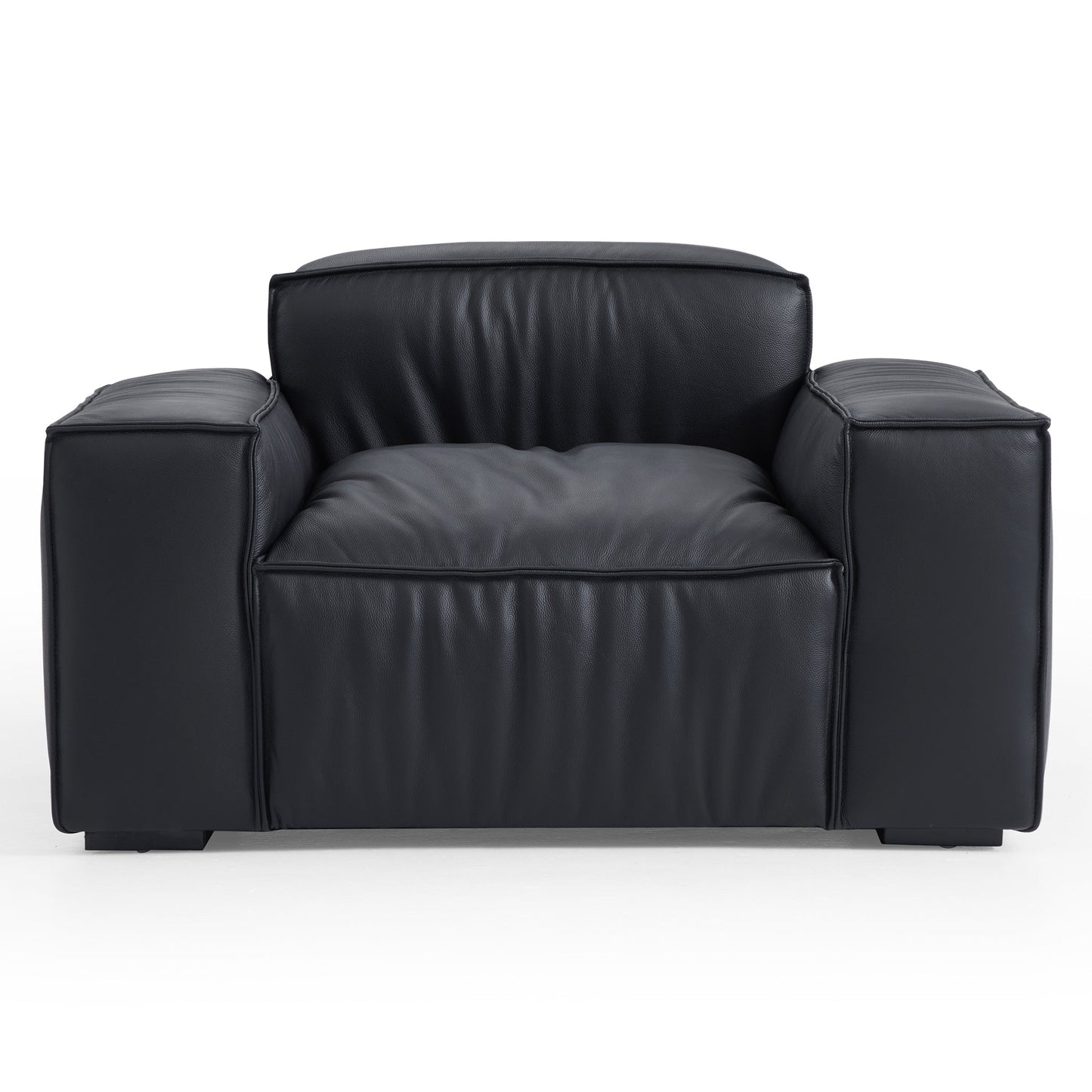 Luxury Minimalist Dark Brown Leather Armchair-Black