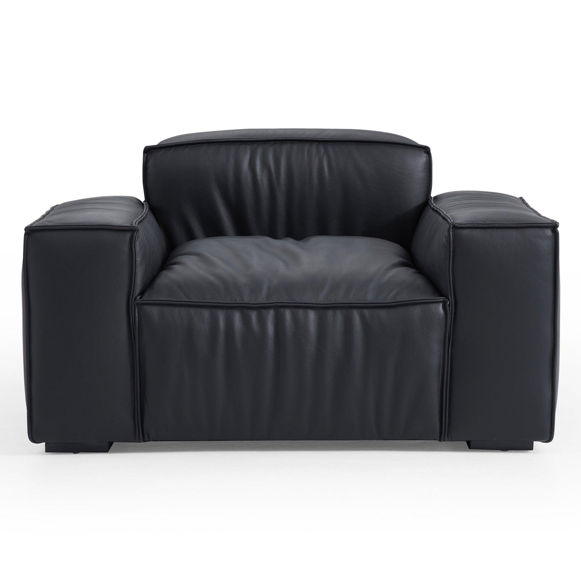 Luxury Minimalist Dark Brown Leather Armchair-Black