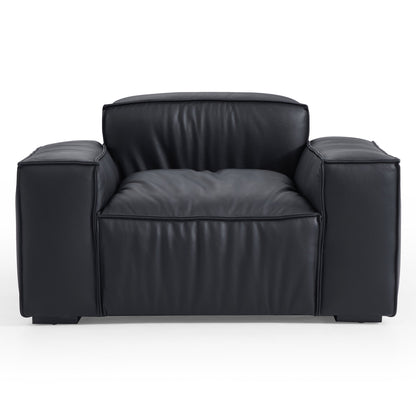 Luxury Minimalist Dark Brown Leather Armchair-Black