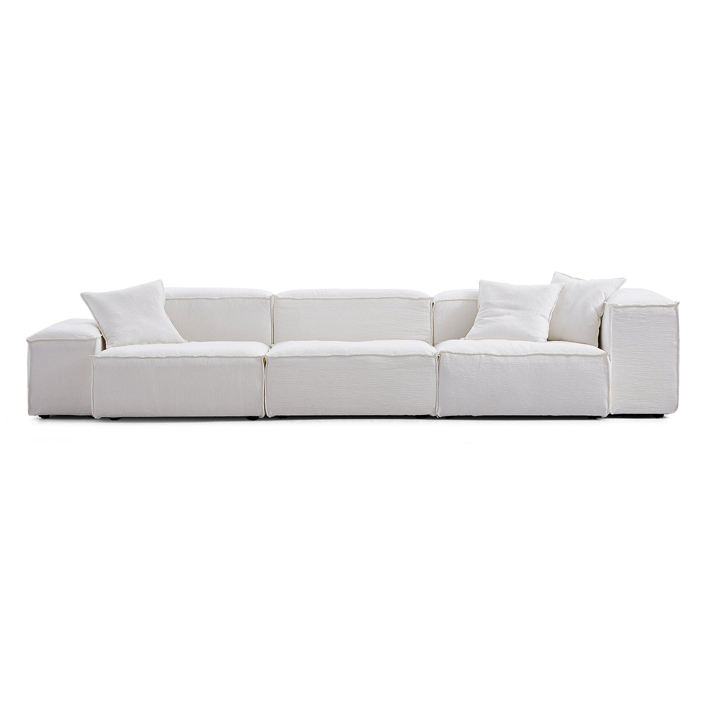 Freedom Modular Khaki Sofa-White-Low&High-143.7″