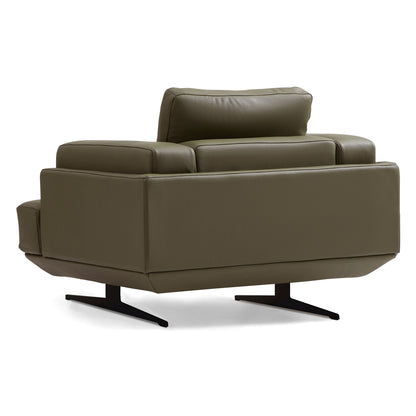 Olivia Top Grain Genuine Leather Armchair-Olive
