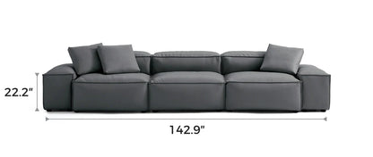 Cube Modular Dark Gray Genuine Leather Sofa