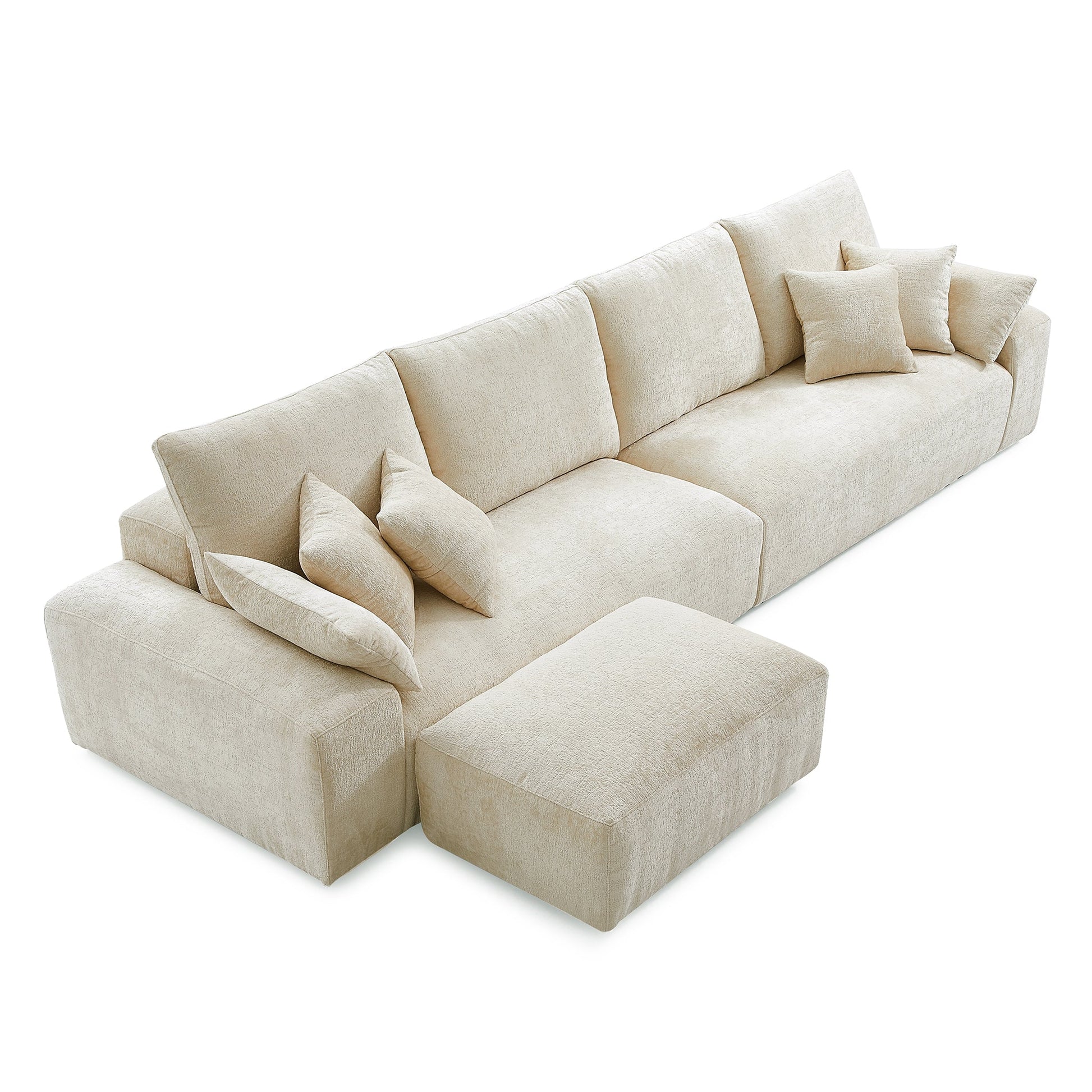 The Empress Yellow Sofa and Ottoman-Beige-140.1"