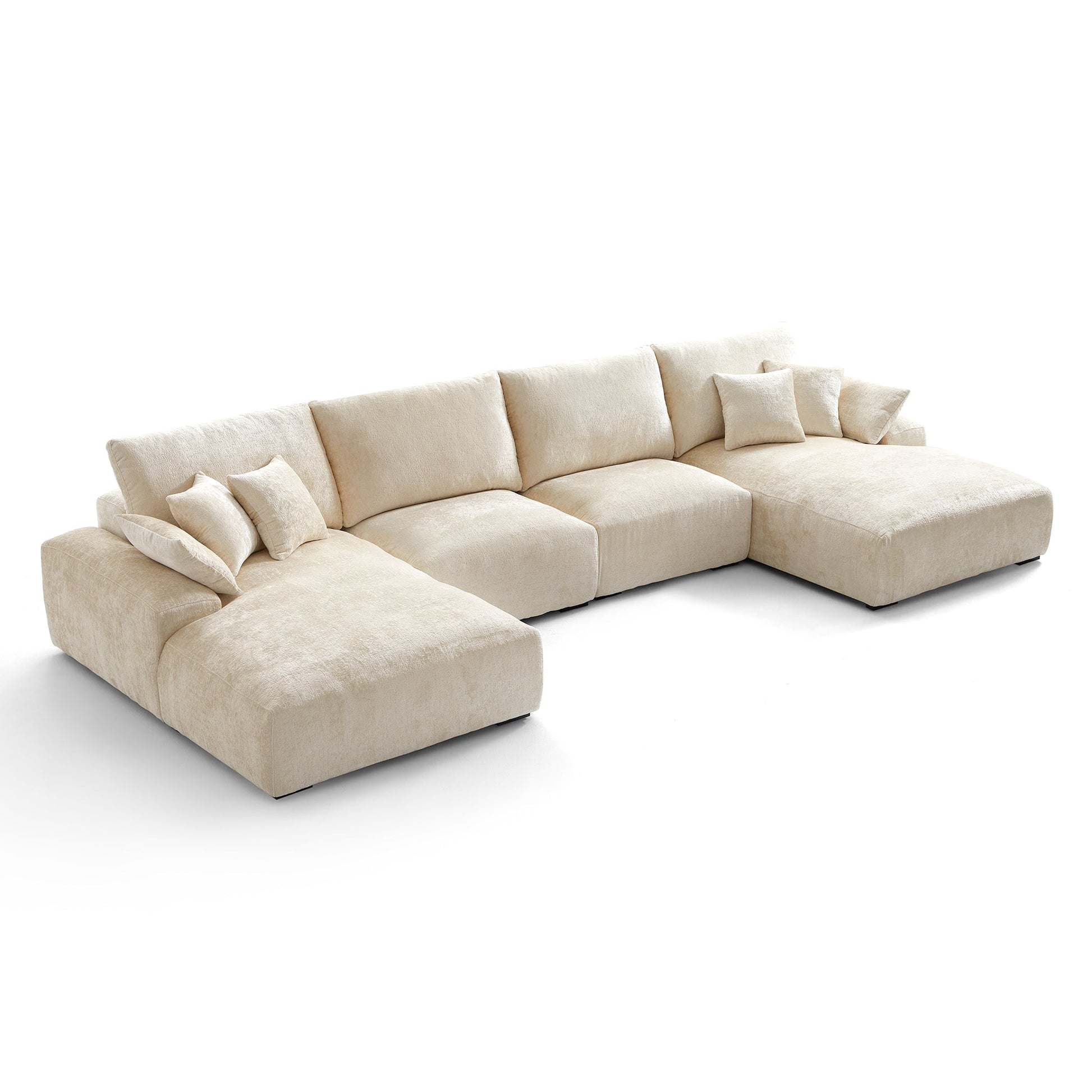 The Empress Beige U Shaped Sectional Sofa-Beige-161.4″