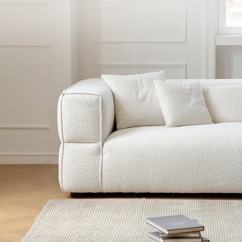 Nordic Modern Creamy Sofa with Ottoman-White