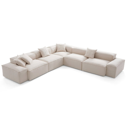 Freedom Modular Khaki Corner Sectional Sofa-Khaki-143.7"-Low