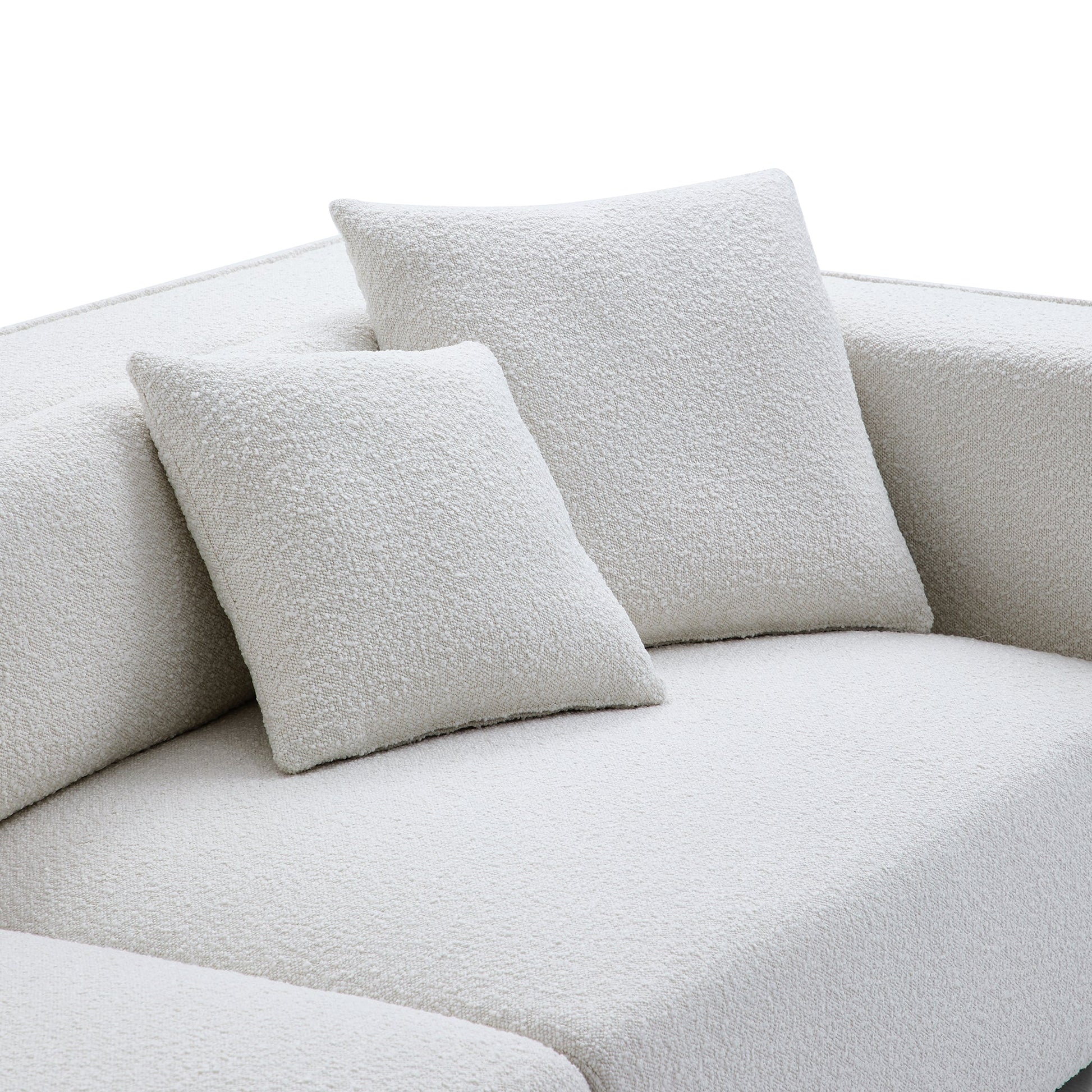 Nordic Modern Gray Sofa with Ottoman-White