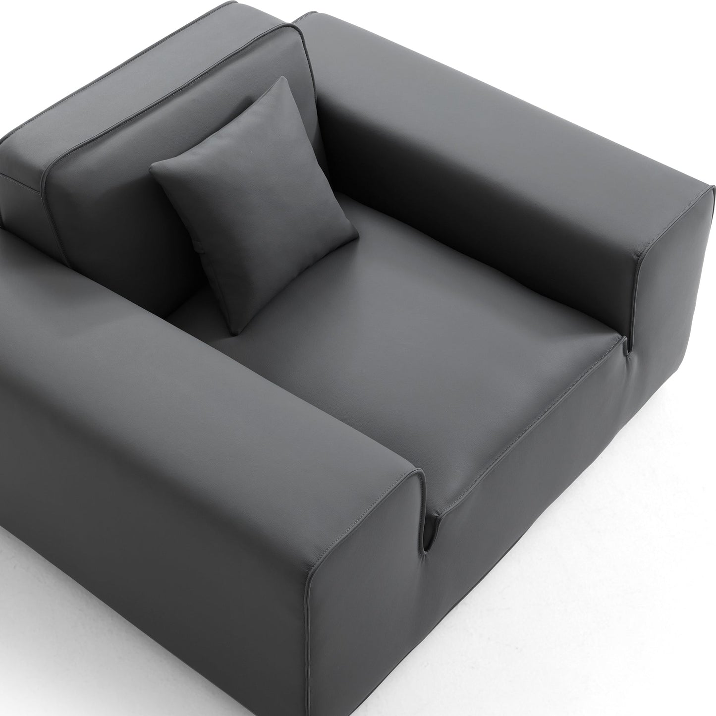 Domus Modular Khaki Leather Armchair-Dark Gray