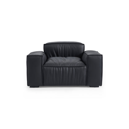 Luxury Minimalist Dark Brown Leather Armchair-hidden