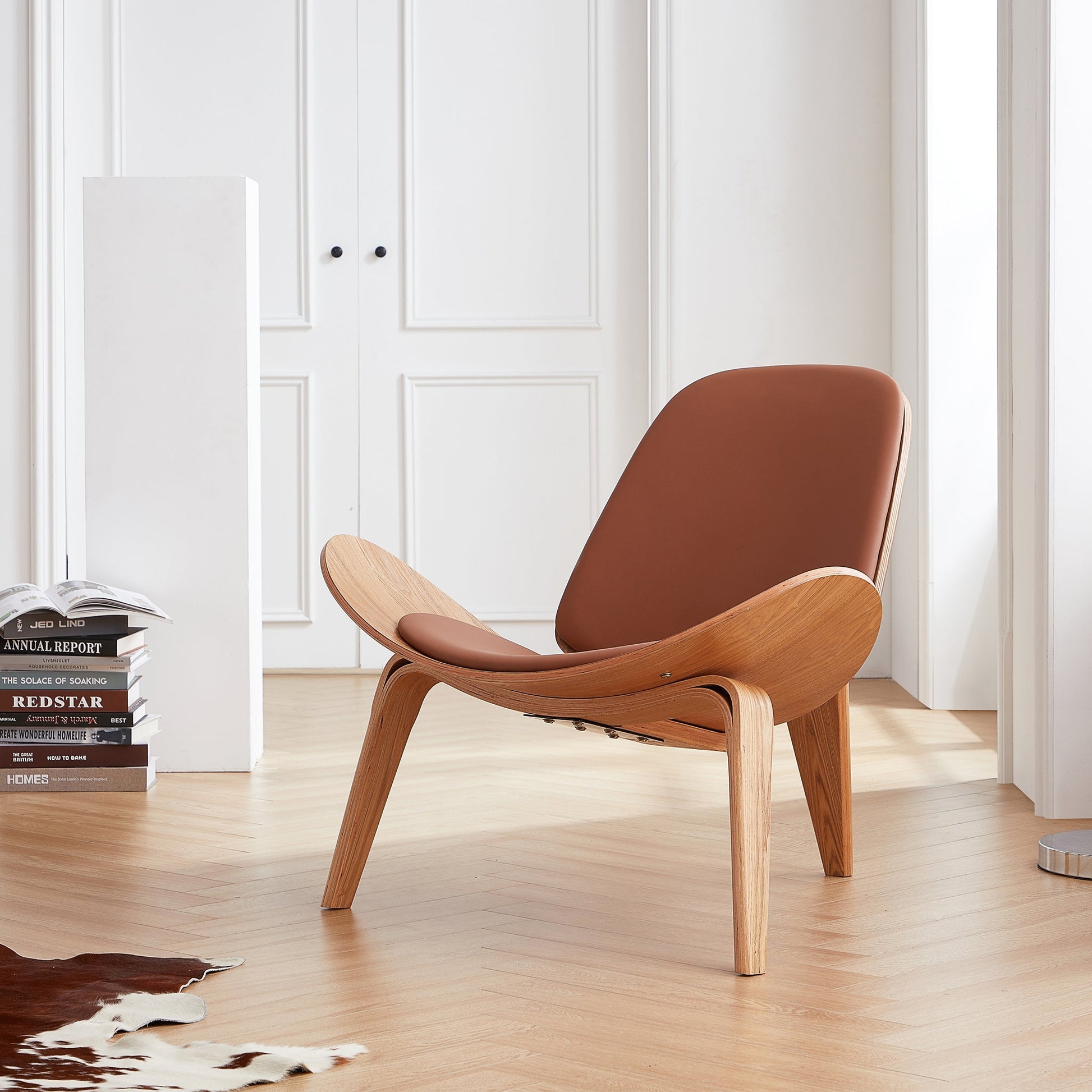 Mermaid Wegner Black Shell Chair-Brown