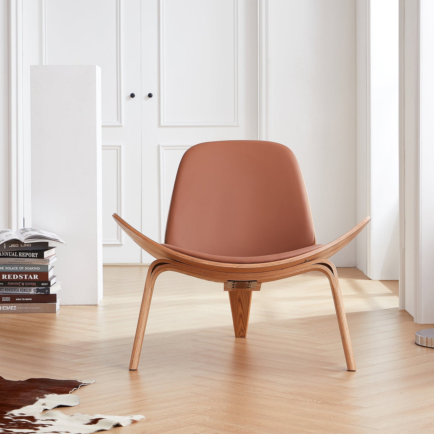 Mermaid Wegner Black Shell Chair-Brown