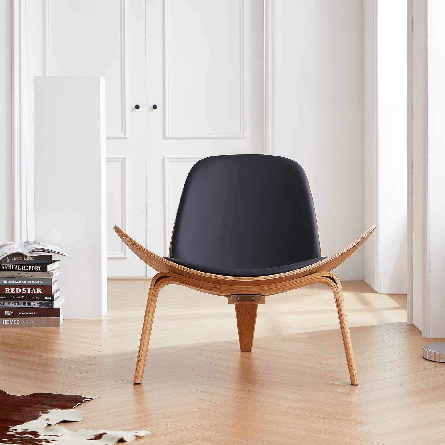 Mermaid Wegner Brown Shell Chair-Black