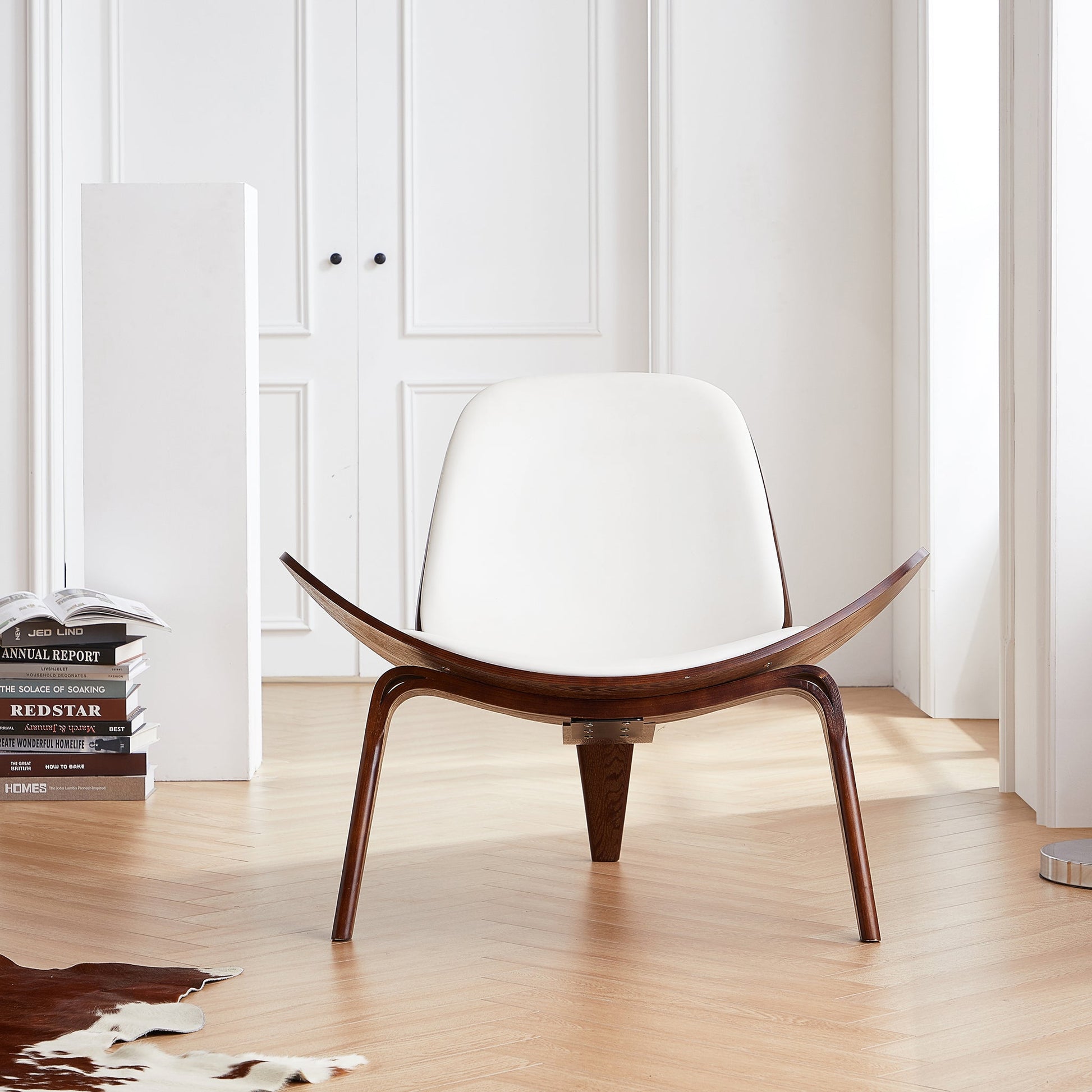 Mermaid Wegner Brown Shell Chair-White