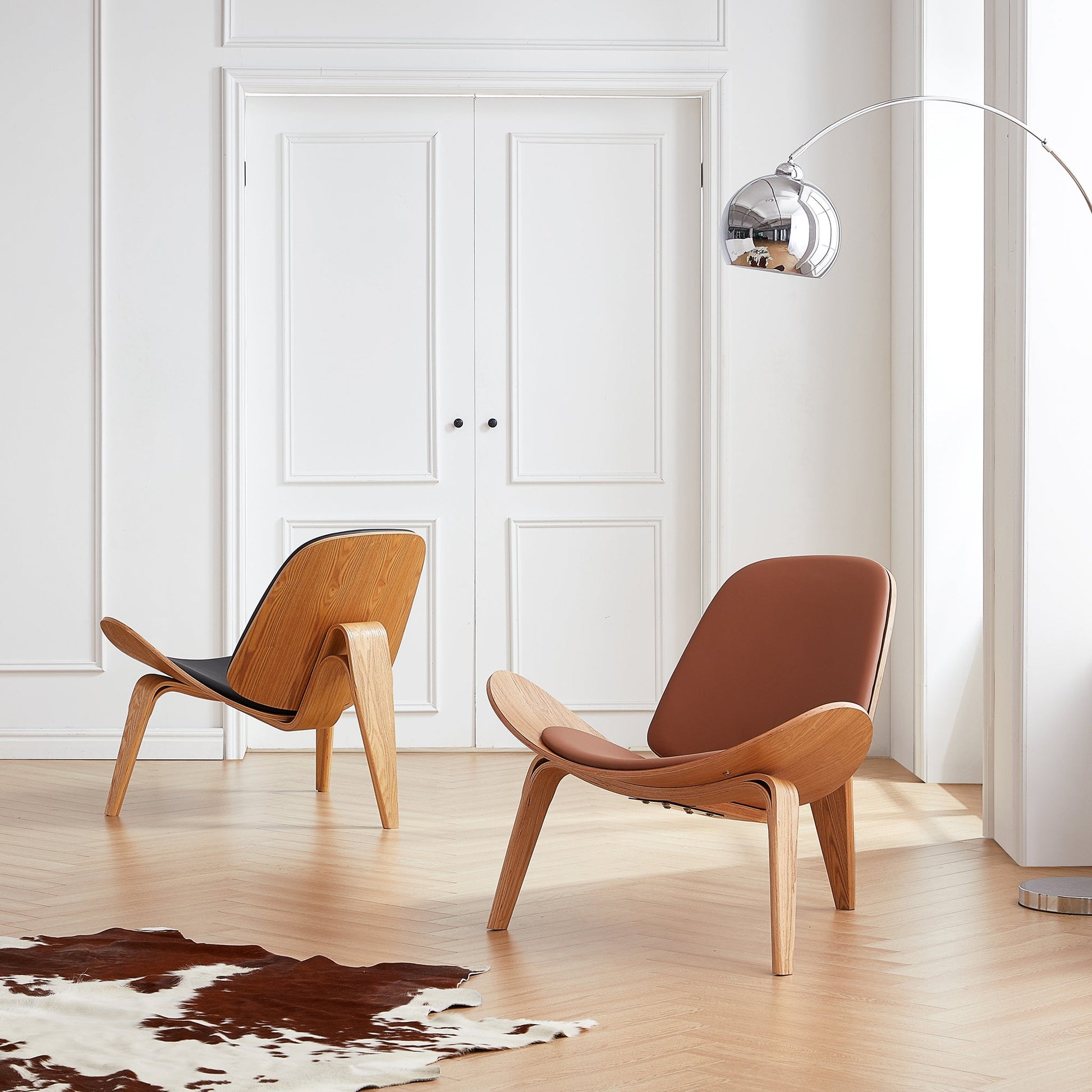 Mermaid Wegner Brown Shell Chair-Brown