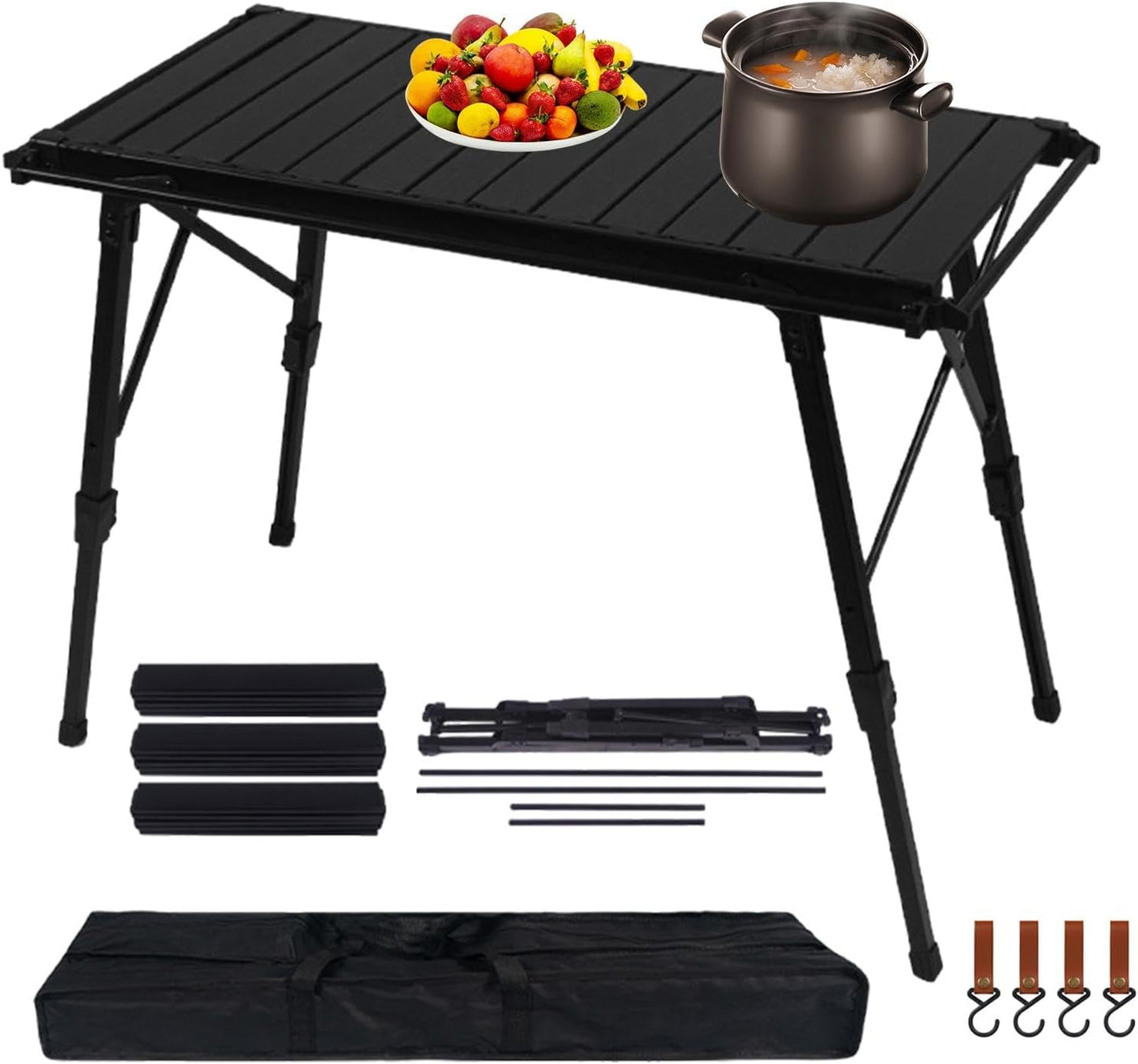 Folding Table - Beach Picnic Rack, Adjustable Height Camping Tables | Portable Folding Counter, Camp Desk with Aluminum Legs, for Outdoor Hiking Fun Home, 18x12.5x55cm