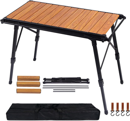 Folding Table - Beach Picnic Rack, Adjustable Height Camping Tables | Portable Folding Counter, Camp Desk with Aluminum Legs, for Outdoor Hiking Fun Home, 18x12.5x55cm