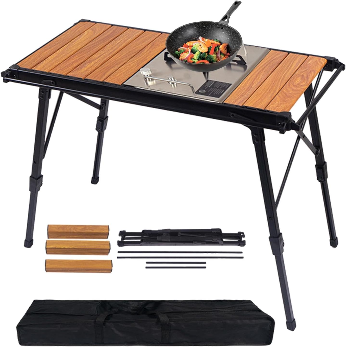 Folding Table - Beach Picnic Rack, Adjustable Height Camping Tables | Portable Folding Counter, Camp Desk with Aluminum Legs, for Outdoor Hiking Fun Home, 18x12.5x55cm