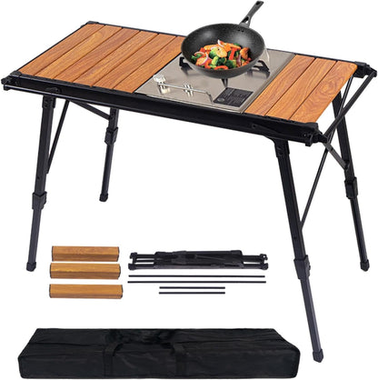 Folding Table - Beach Picnic Rack, Adjustable Height Camping Tables | Portable Folding Counter, Camp Desk with Aluminum Legs, for Outdoor Hiking Fun Home, 18x12.5x55cm