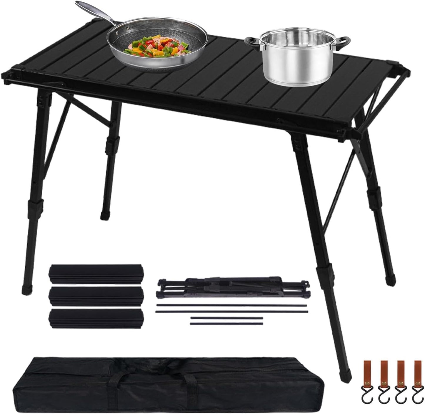 Folding Table - Beach Picnic Rack, Adjustable Height Camping Tables | Portable Folding Counter, Camp Desk with Aluminum Legs, for Outdoor Hiking Fun Home, 18x12.5x55cm