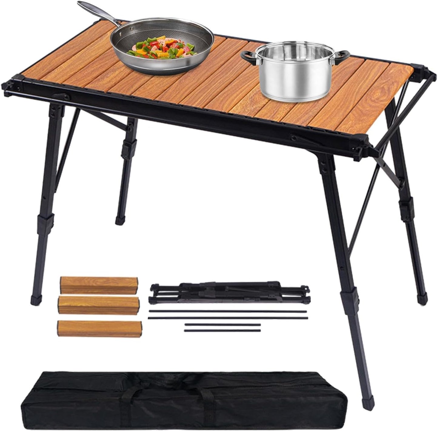 Folding Table - Beach Picnic Rack, Adjustable Height Camping Tables | Portable Folding Counter, Camp Desk with Aluminum Legs, for Outdoor Hiking Fun Home, 18x12.5x55cm