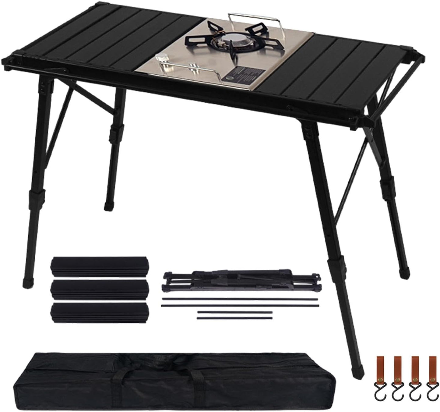 Folding Table - Beach Picnic Rack, Adjustable Height Camping Tables | Portable Folding Counter, Camp Desk with Aluminum Legs, for Outdoor Hiking Fun Home, 18x12.5x55cm