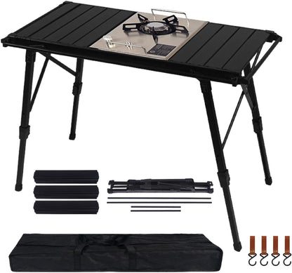 Folding Table - Beach Picnic Rack, Adjustable Height Camping Tables | Portable Folding Counter, Camp Desk with Aluminum Legs, for Outdoor Hiking Fun Home, 18x12.5x55cm