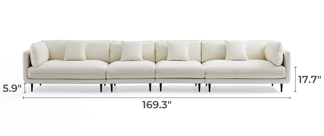 Vanilla White Leather Sofa