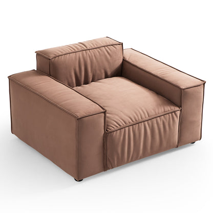 Luxury Minimalist Brown Fabric Sectional Set-Brown