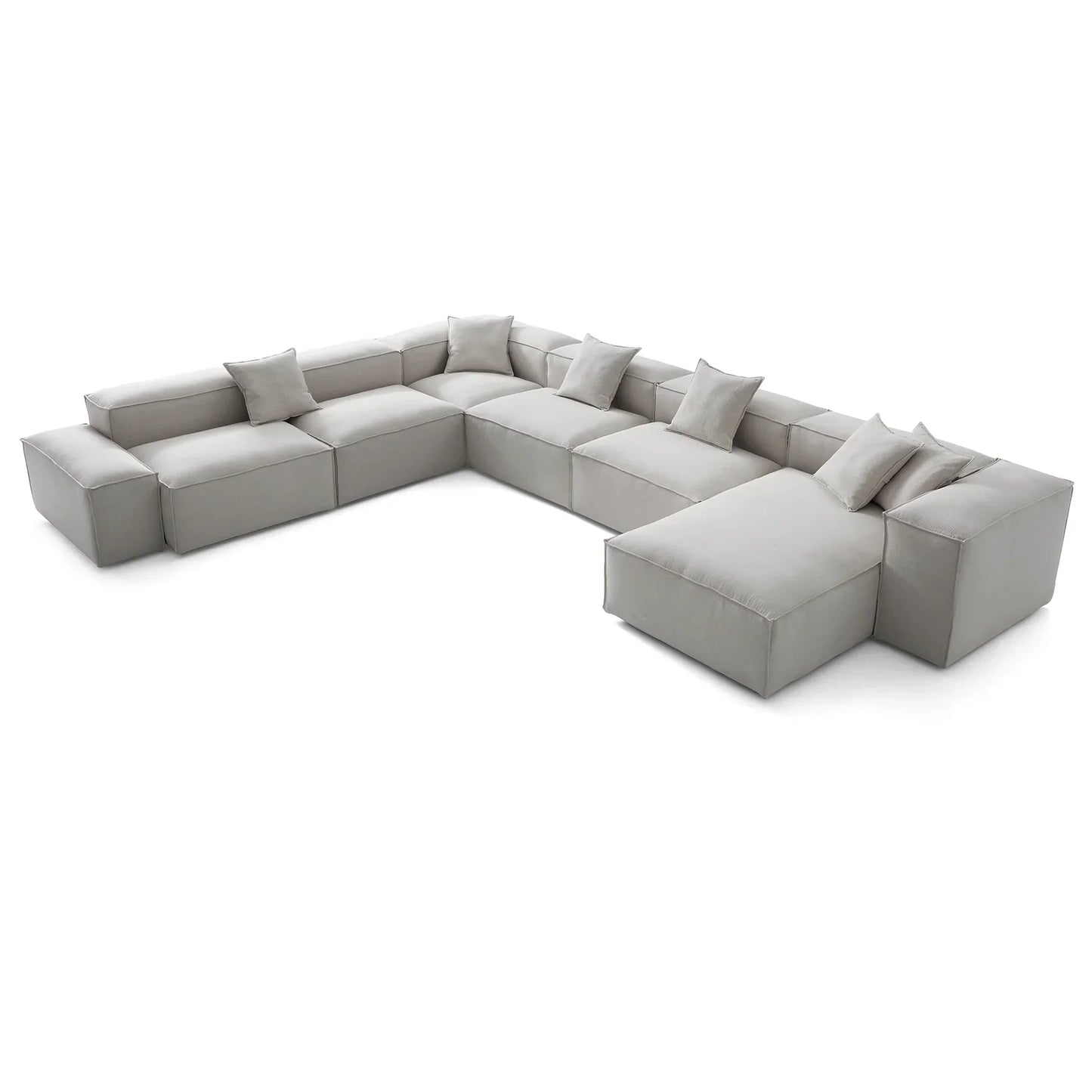 Freedom Modular Khaki U Shaped Sectional Sofa-Gray-177.2"-Low & High