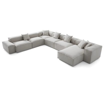 Freedom Modular Khaki U Shaped Sectional Sofa-Gray-177.2"-Low & High
