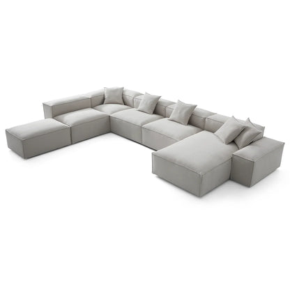 Freedom Modular Khaki Open End Sectional Sofa-Gray-177.2"-Low