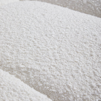 Cushy Cream Boucle Fabric Tufted Sofa With Ottoman-White