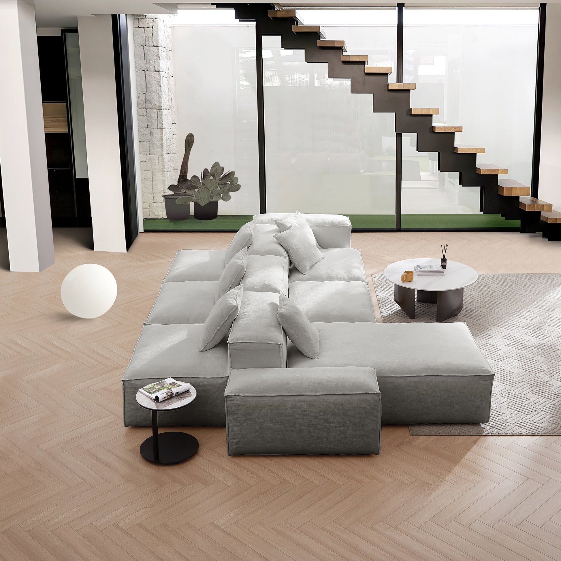 Freedom Modular Gray Double Sided Sectional Sofa-Gray