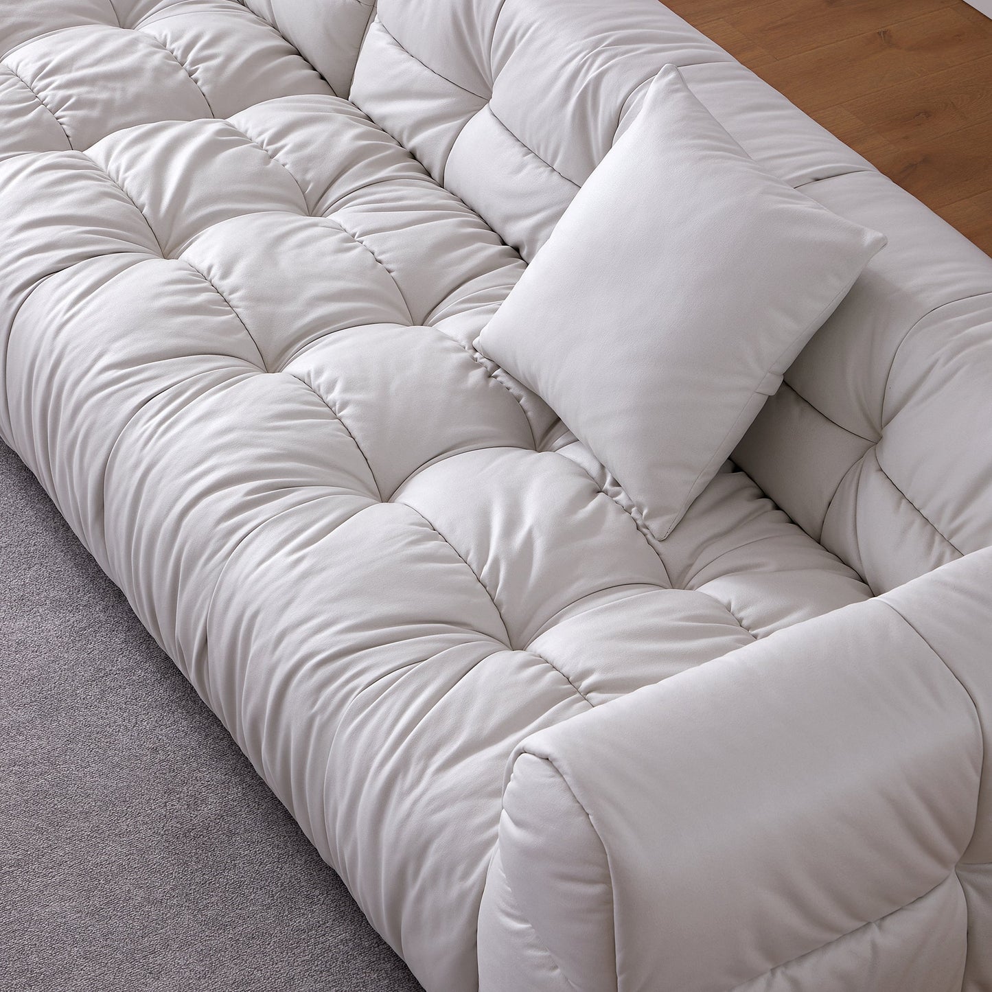 Boba Cream Leathaire Sectional Set-White