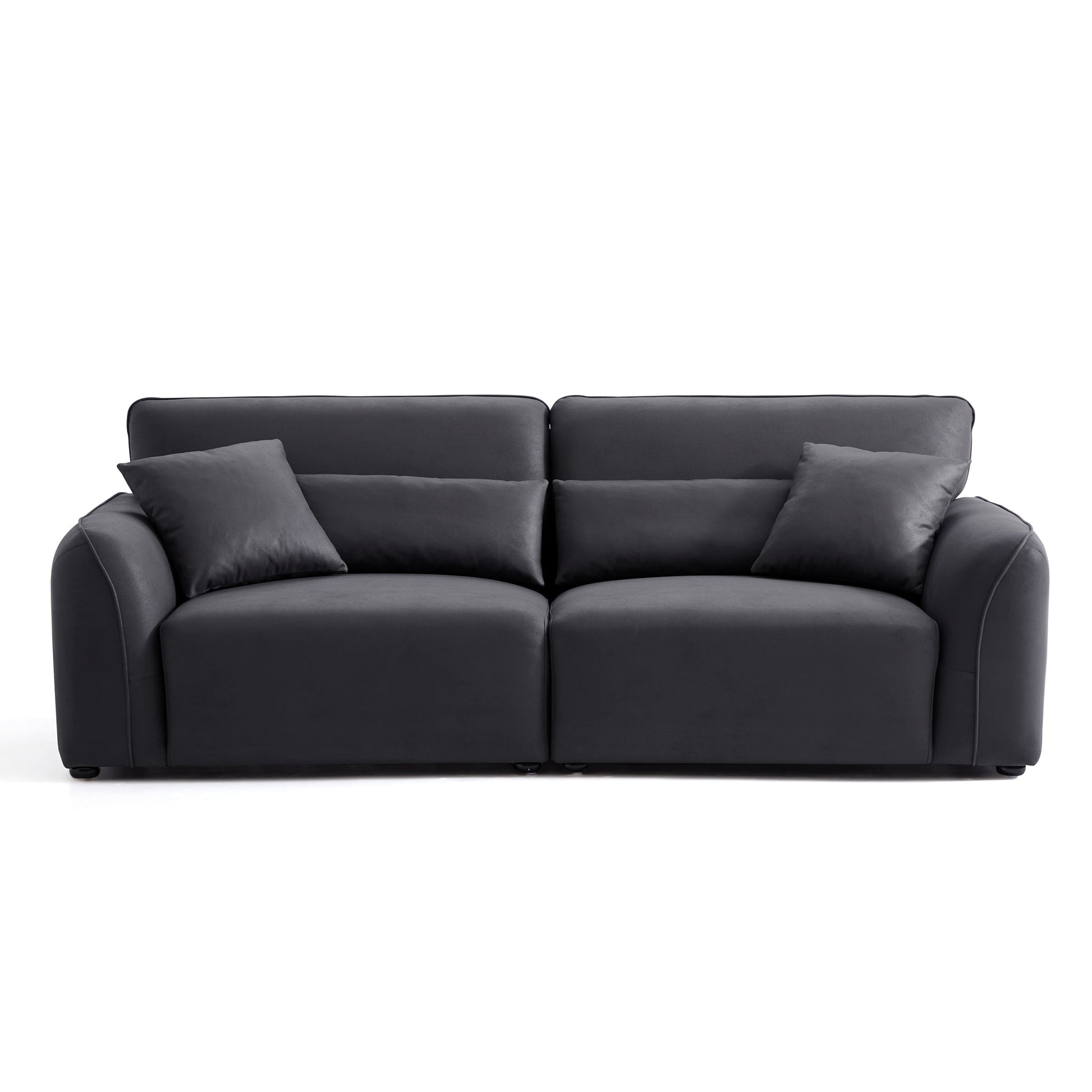 Milano Moda Minimalist Black Sofa-Black-90.6"
