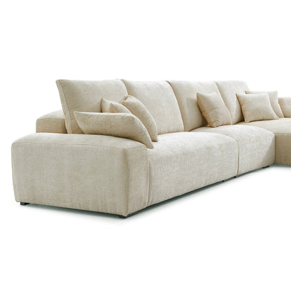 The Empress Beige Sectional-Beige-150.8"-Facing Right