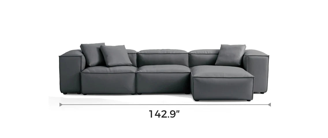 Cube Modular Dark Gray Genuine Leather Double-Sided Sectional